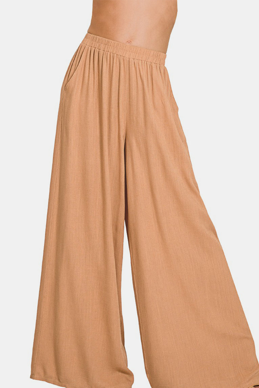 Linen Blend Wide Leg Pants