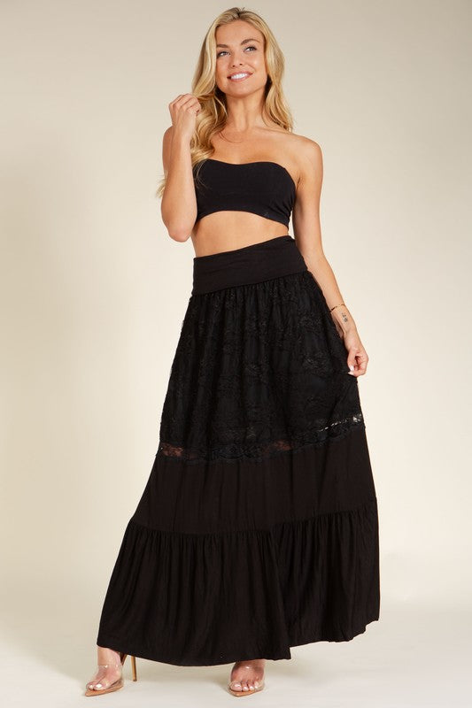 Boho Lace Ruffle Skirt