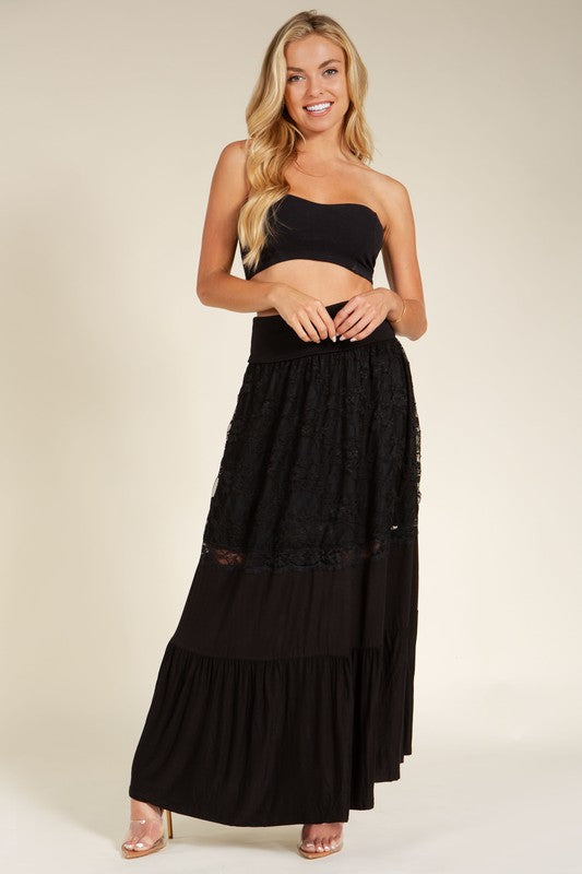 Boho Lace Ruffle Skirt