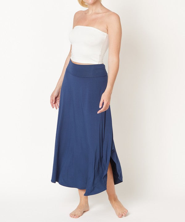 Bamboo Band Waist Maxi Skirt