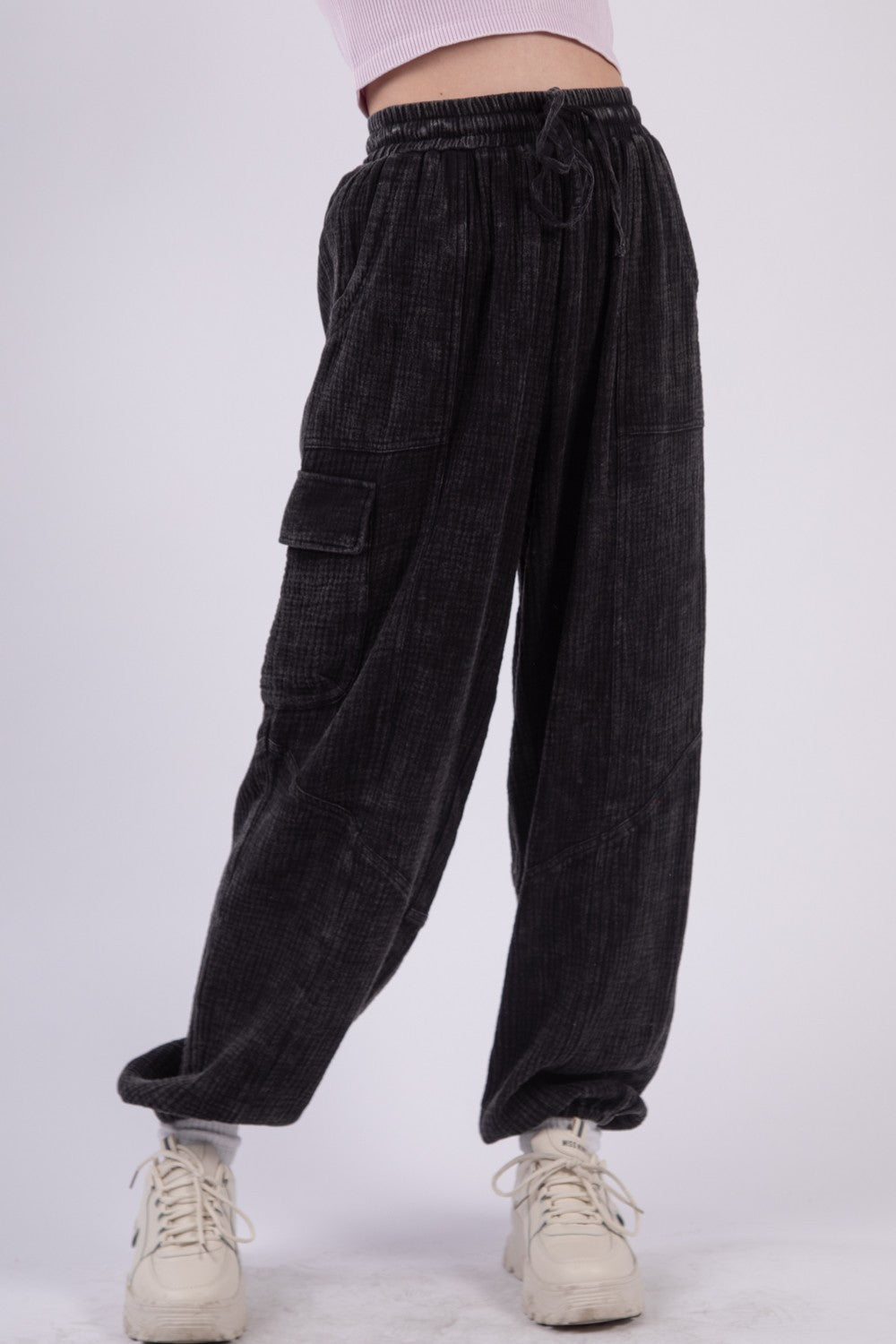 Washed Woven Jogger Pants