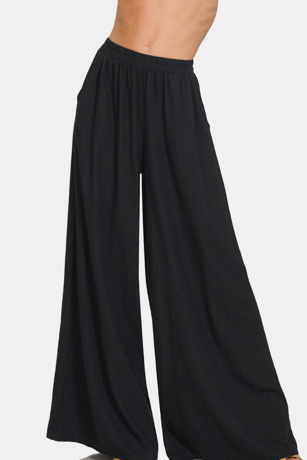 Linen Blend Wide Leg Pants