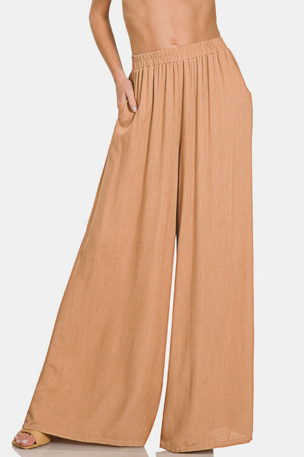 Linen Blend Wide Leg Pants