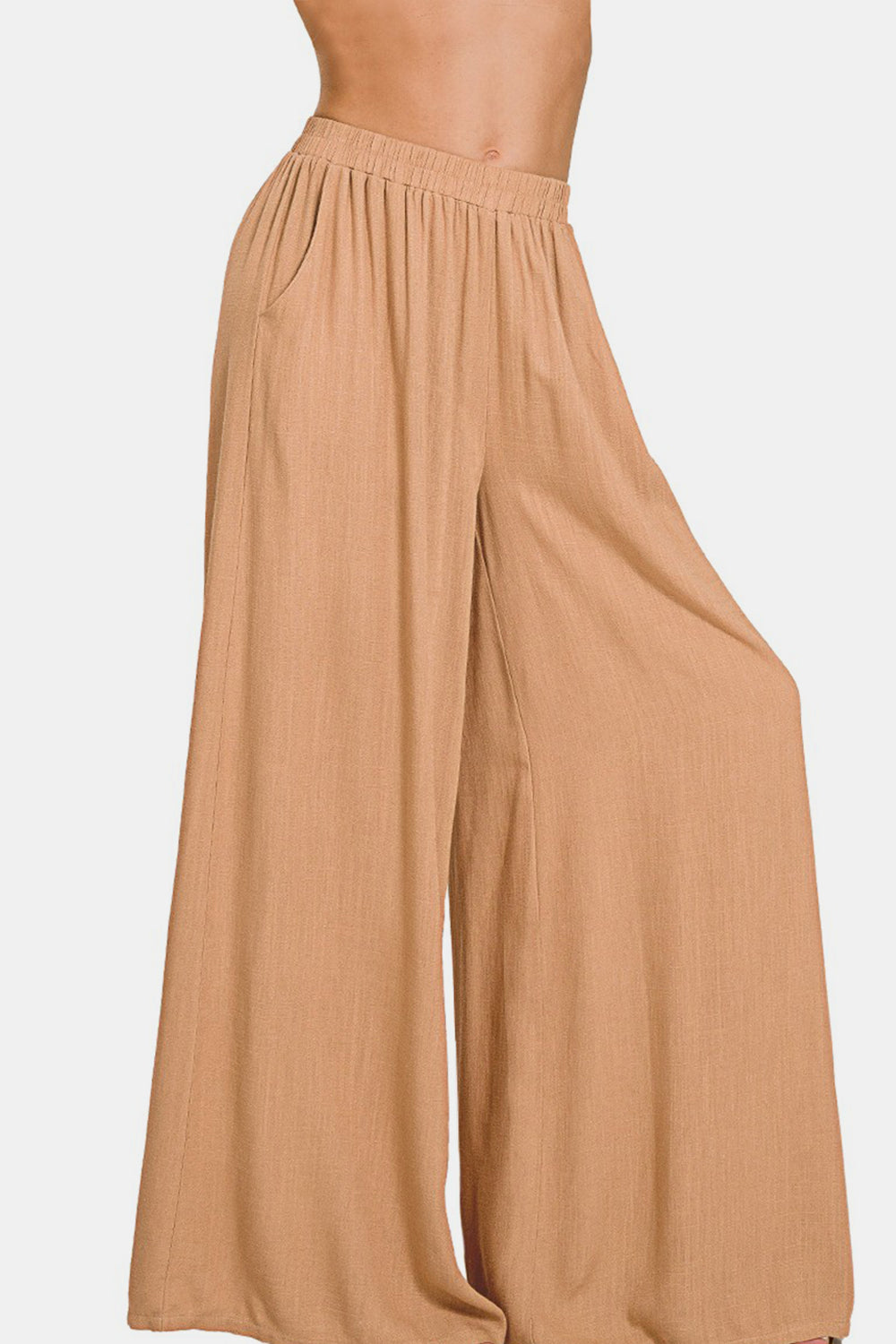 Linen Blend Wide Leg Pants