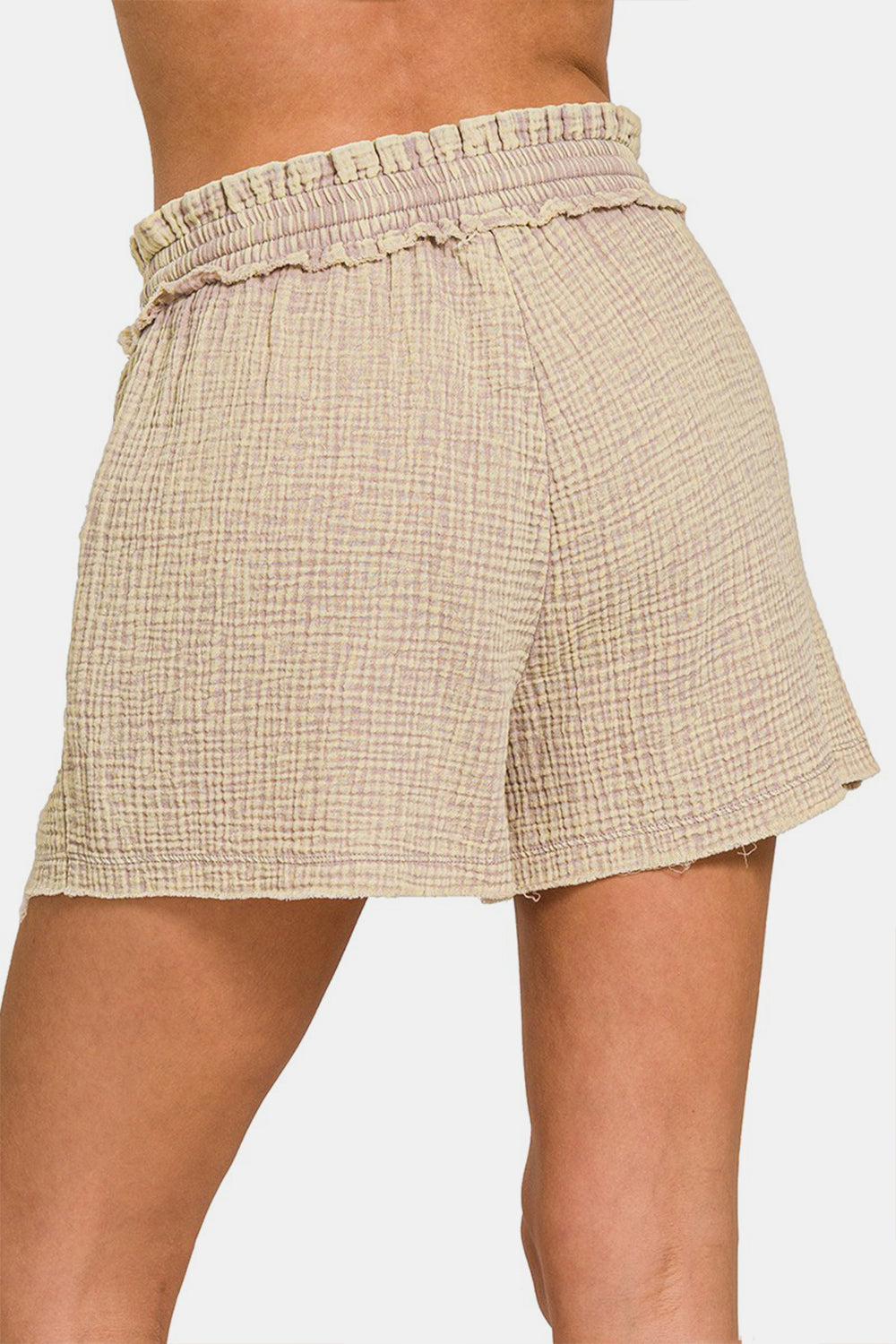 Frayed Hem Drawstring Shorts