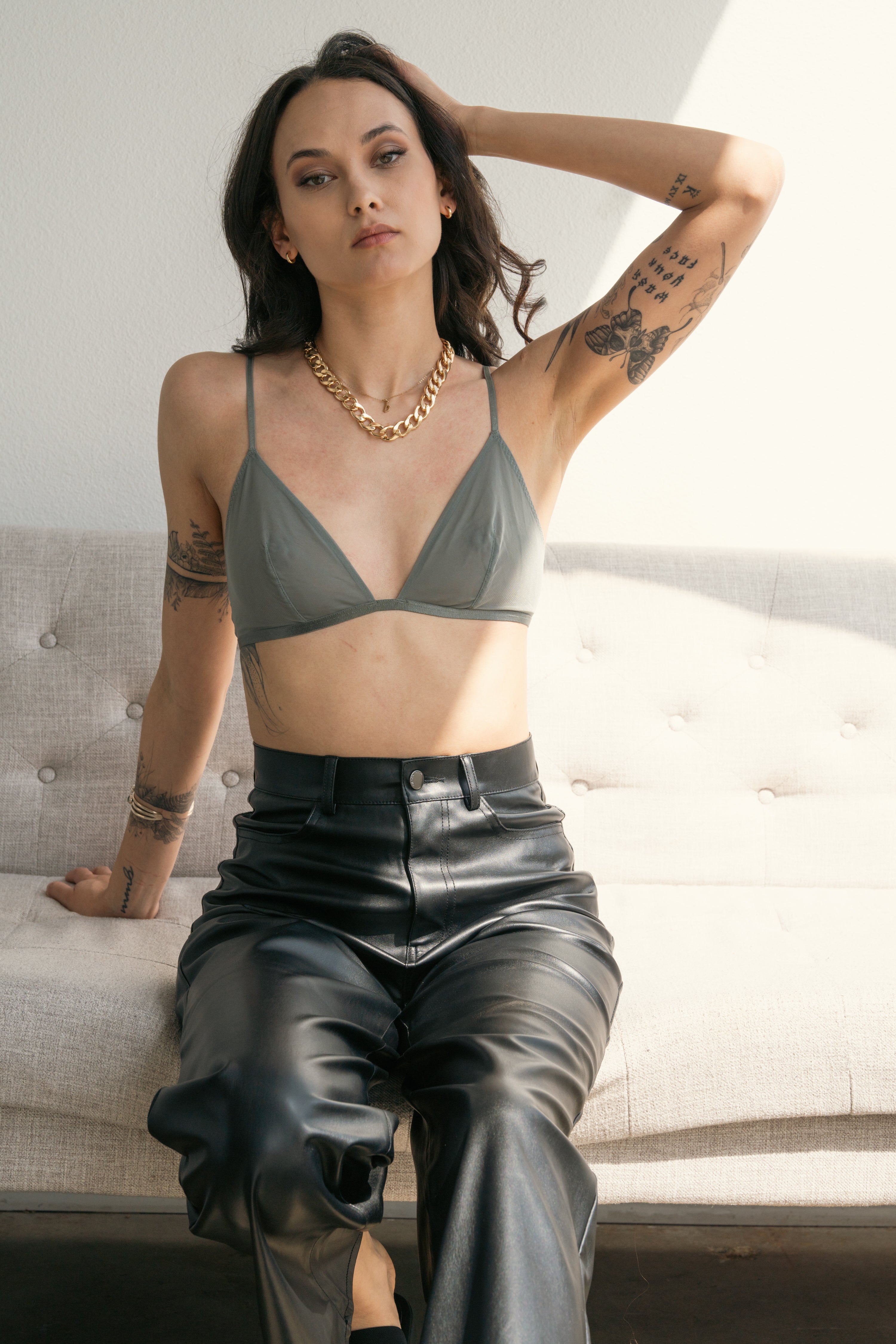 Vegan Leather Wide Leg Pants