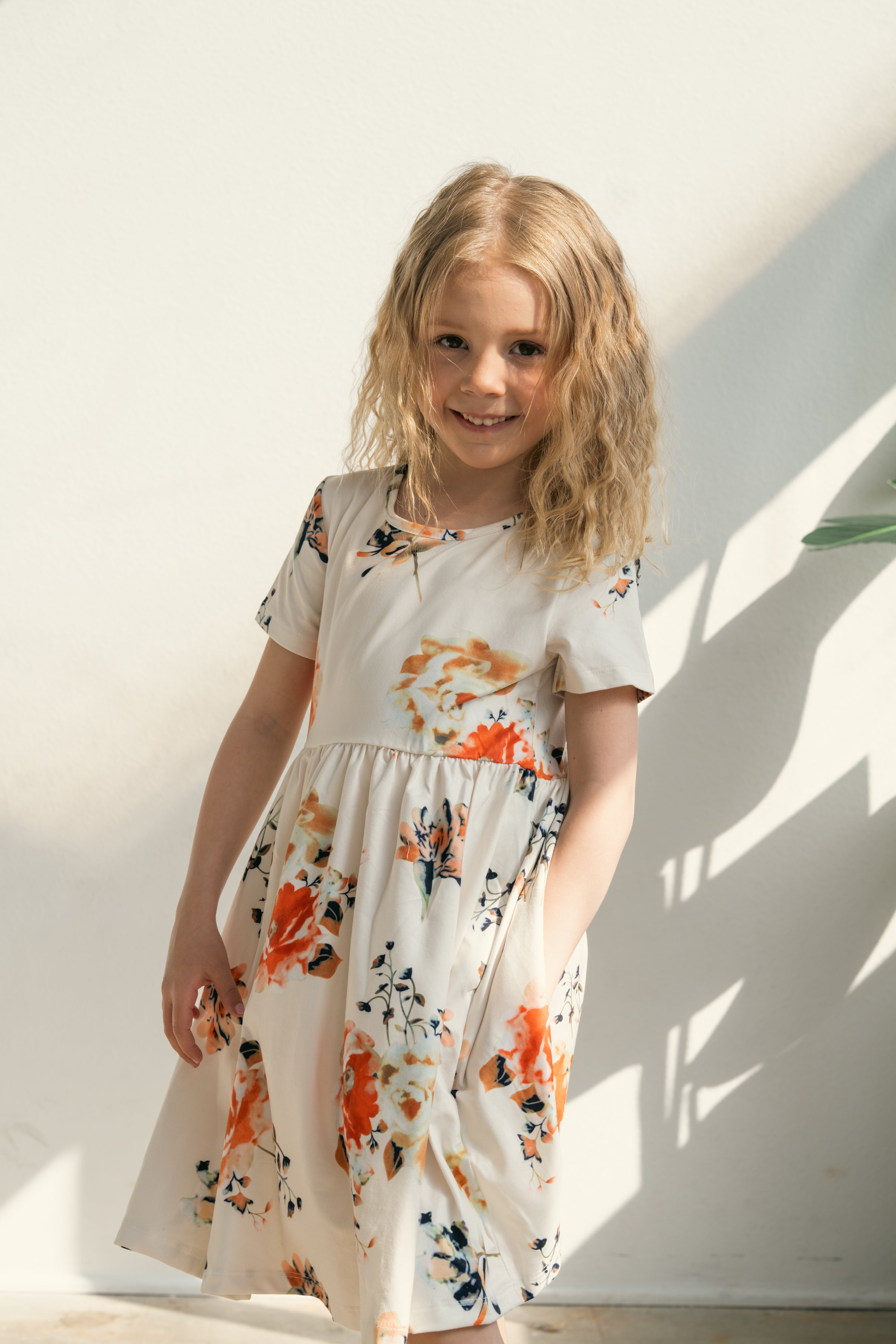 Blossom Noir - Girls’ Cotton Floral Dress