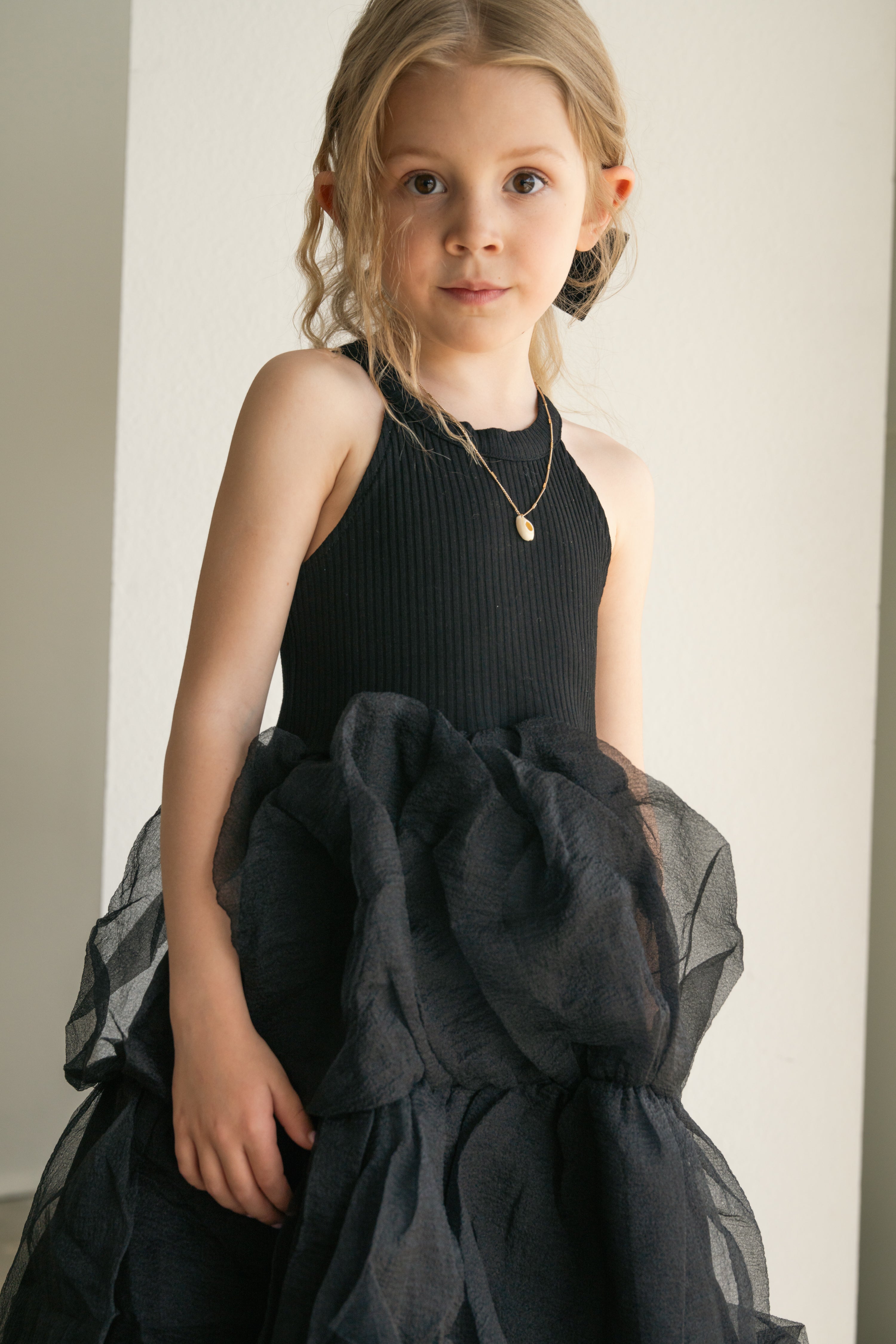 Midnight Whimsy - Black Cotton Tulle Dress