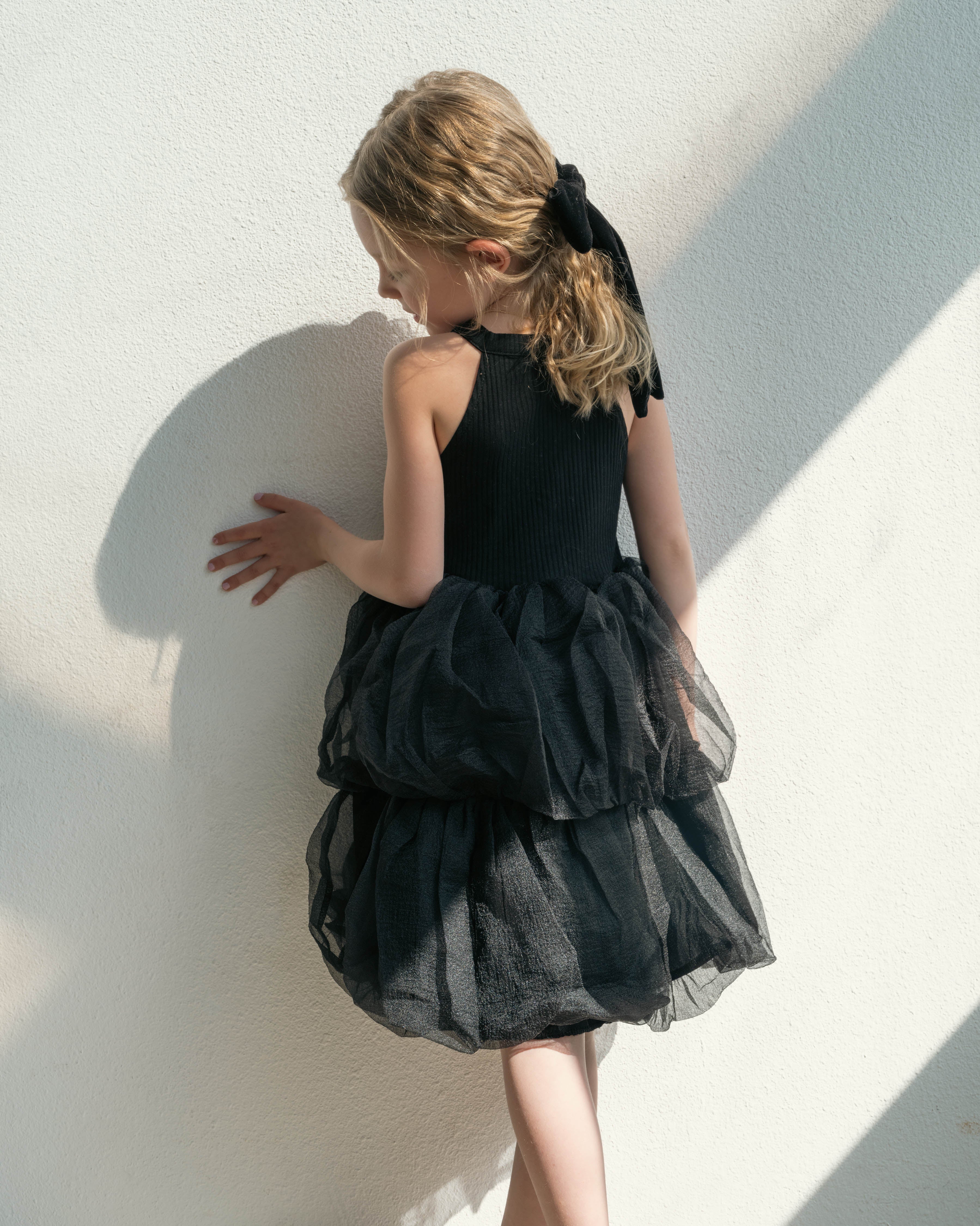 Midnight Whimsy - Black Cotton Tulle Dress