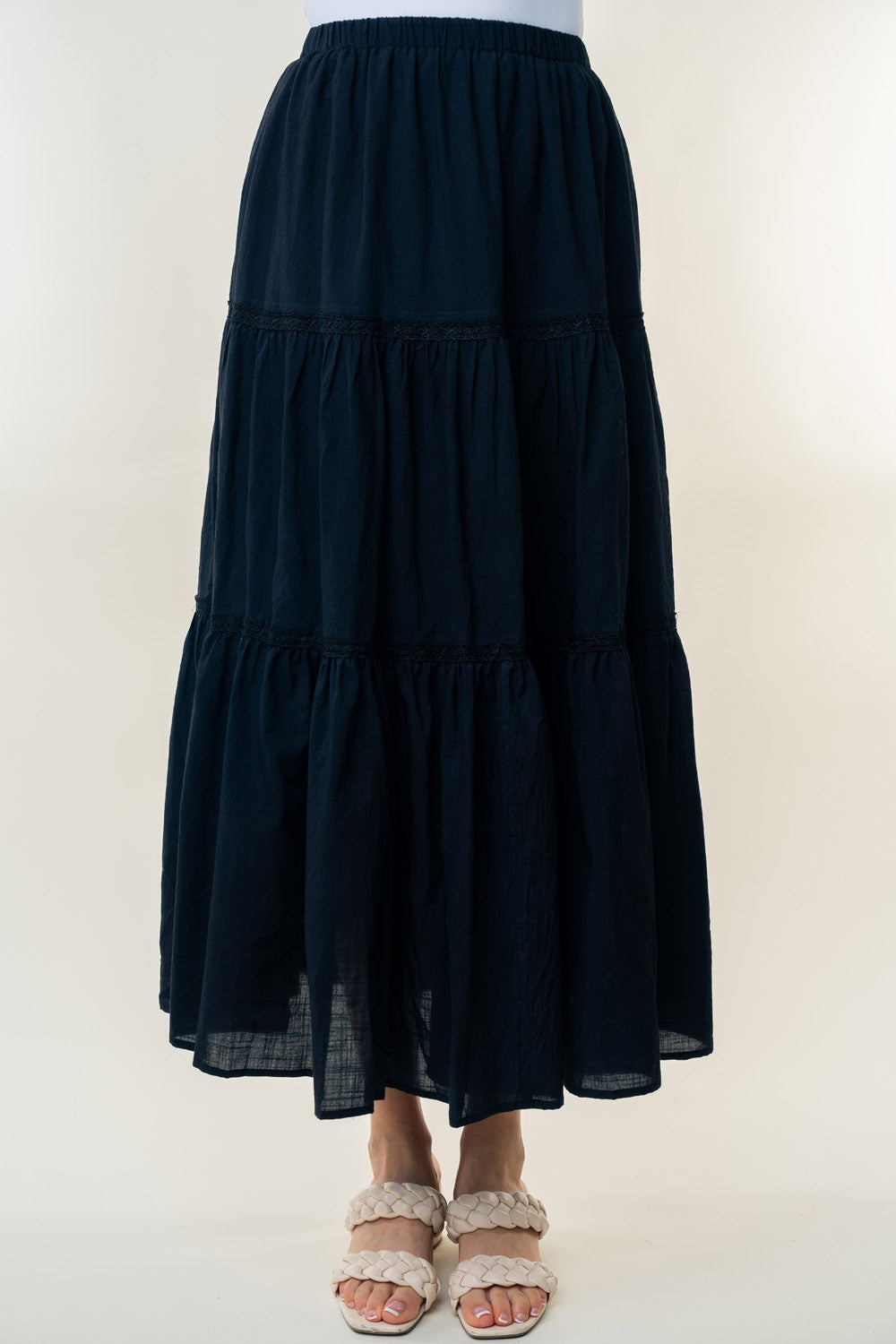 High Waisted Tiered Maxi Skirt