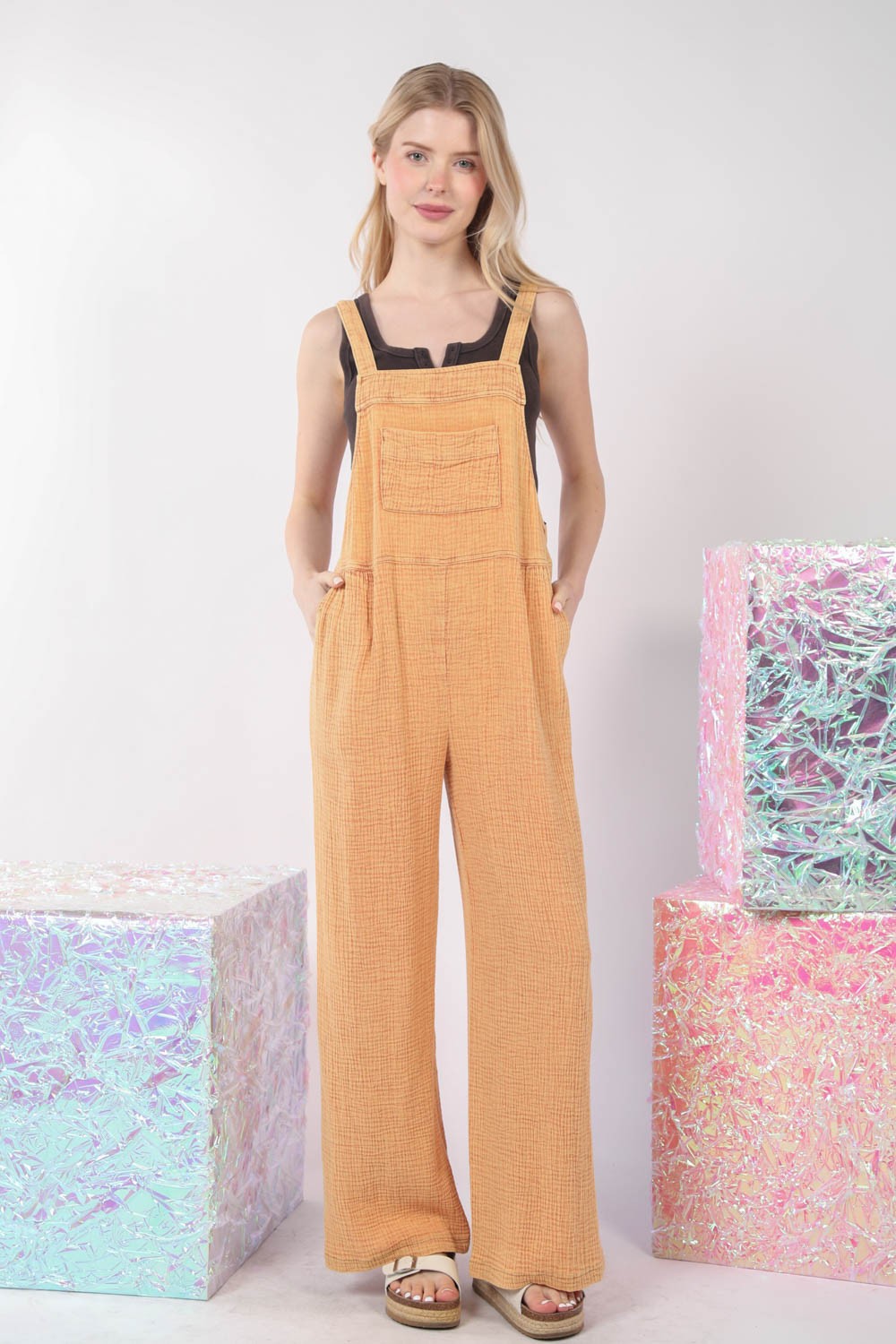 Vintage Charm Wide Leg Overalls