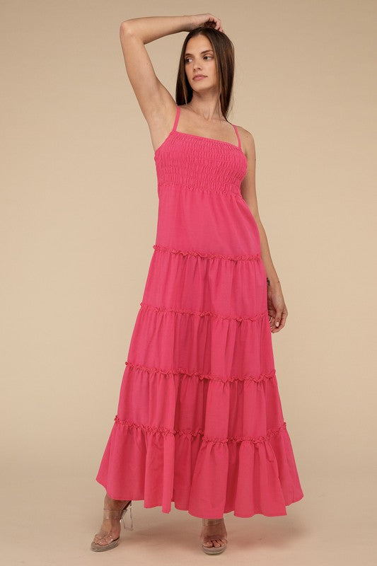 Pink Woven Maxi Dress