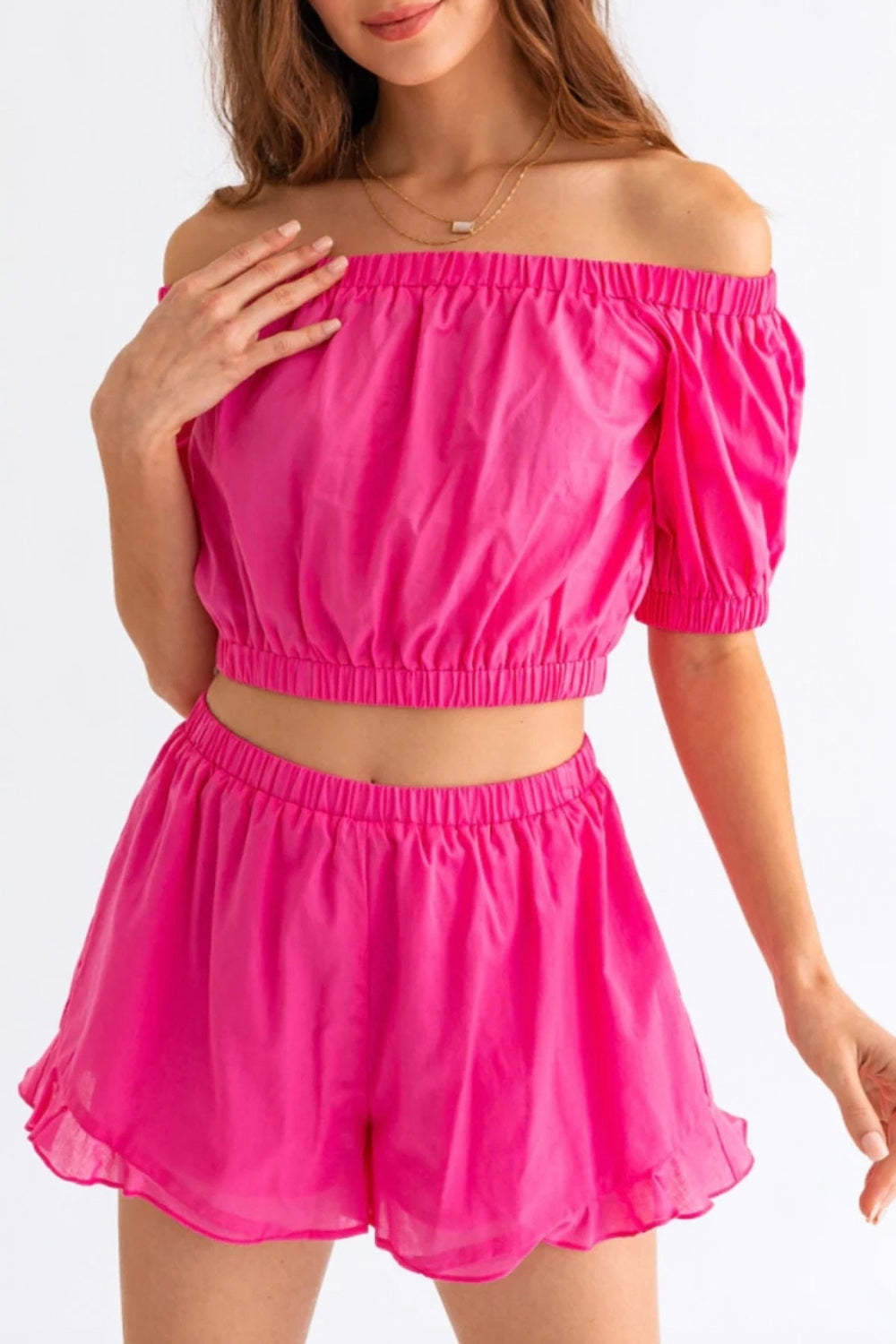 Crop Top and Ruffled Shorts Set