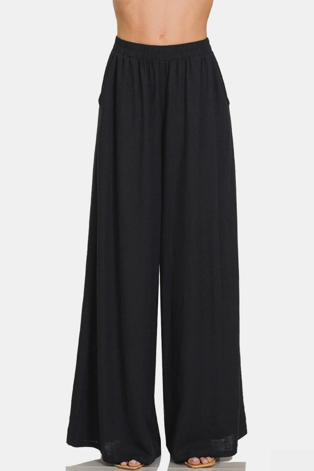 Linen Blend Wide Leg Pants