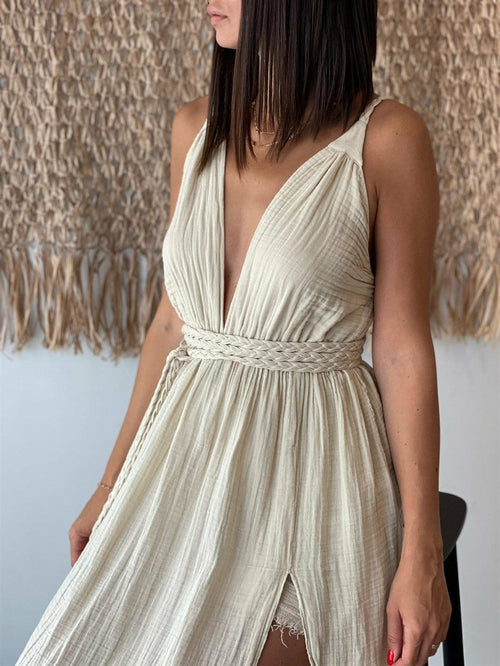 Beige Boho Maxi Dress